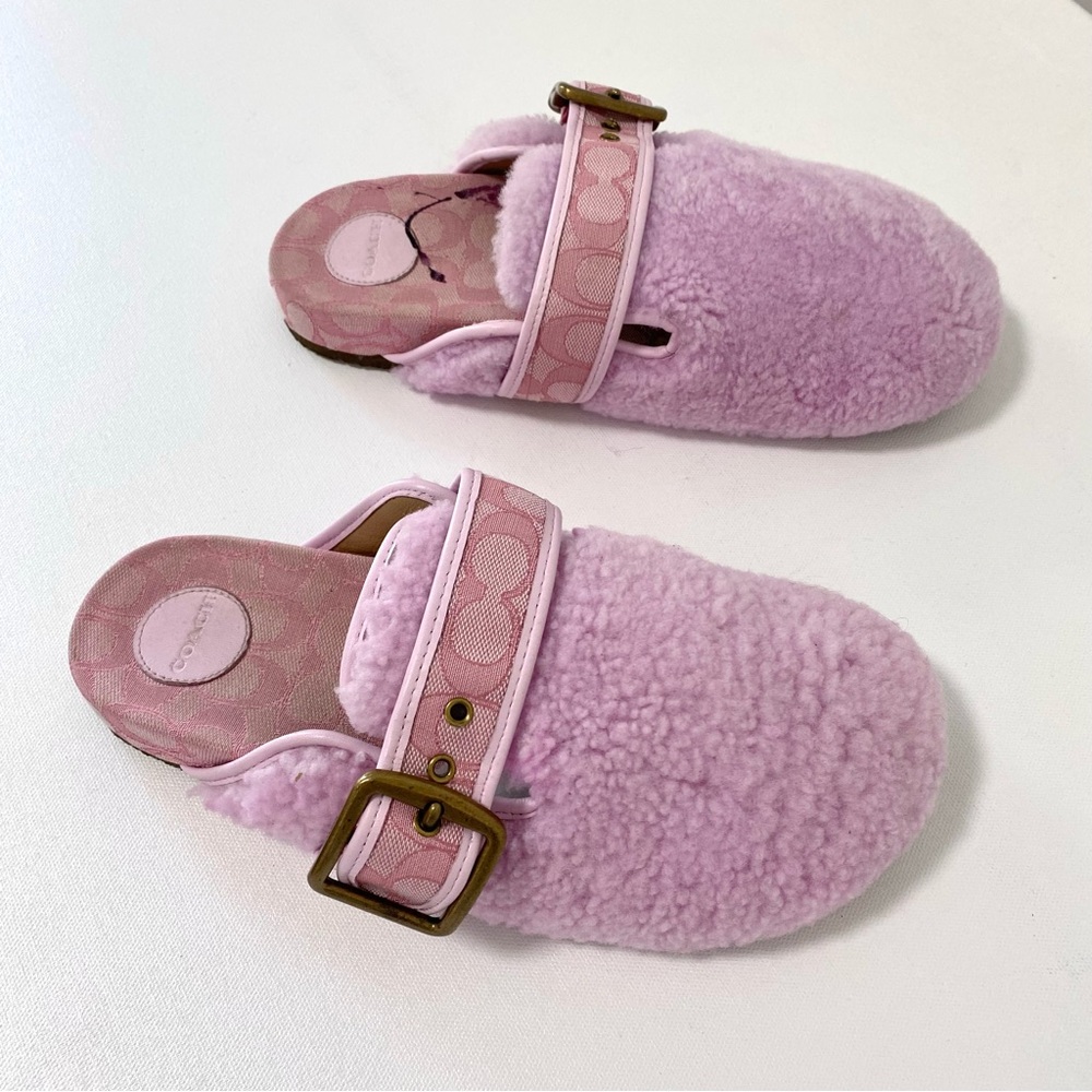 Coach Pink Shearling Slip-On Shoes - Picture 4 of 15